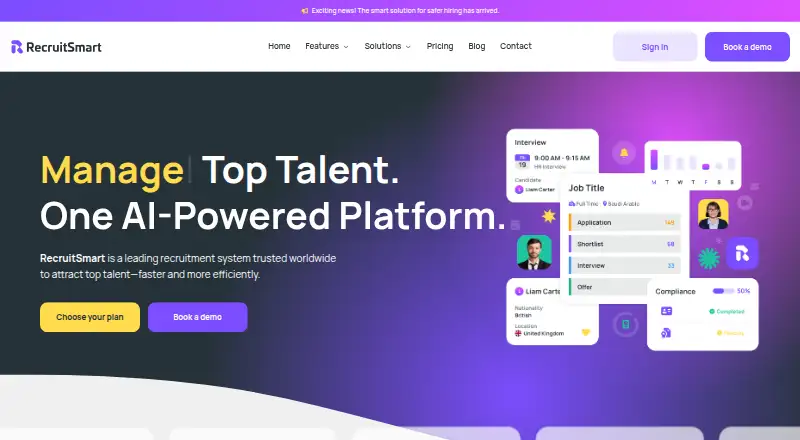 The RecruitSmart homepage