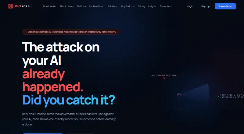 The RedLens AI homepage