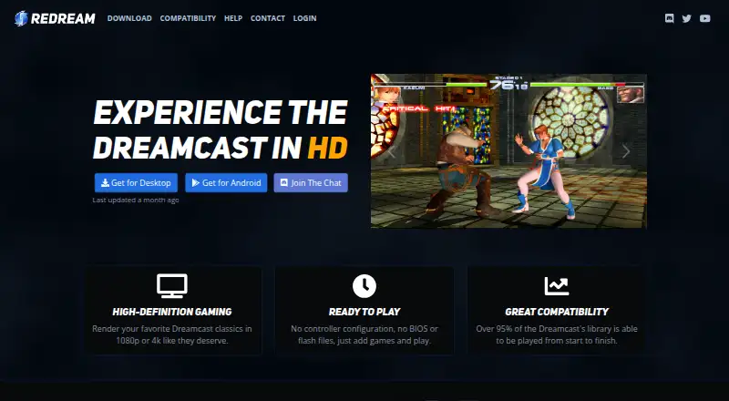 The Redream homepage
