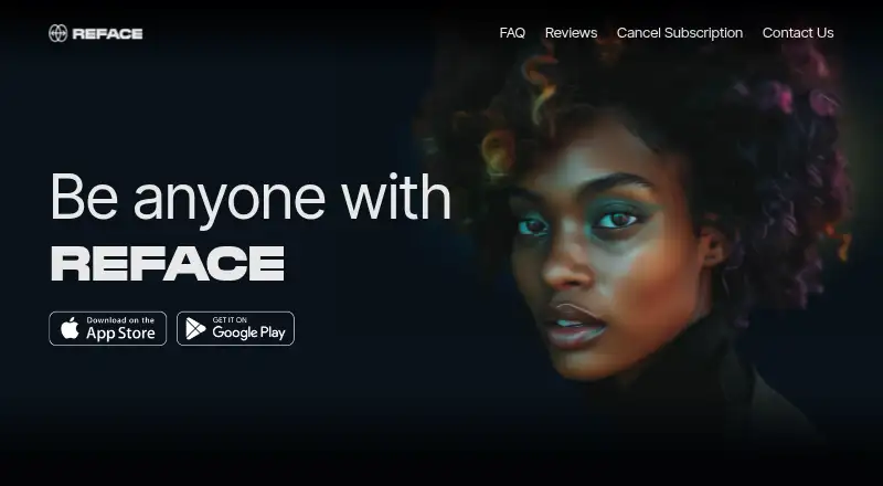 The Reface homepage