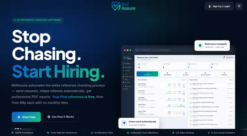 The RefAssure homepage
