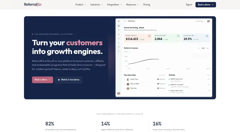 The ReferralFlo homepage