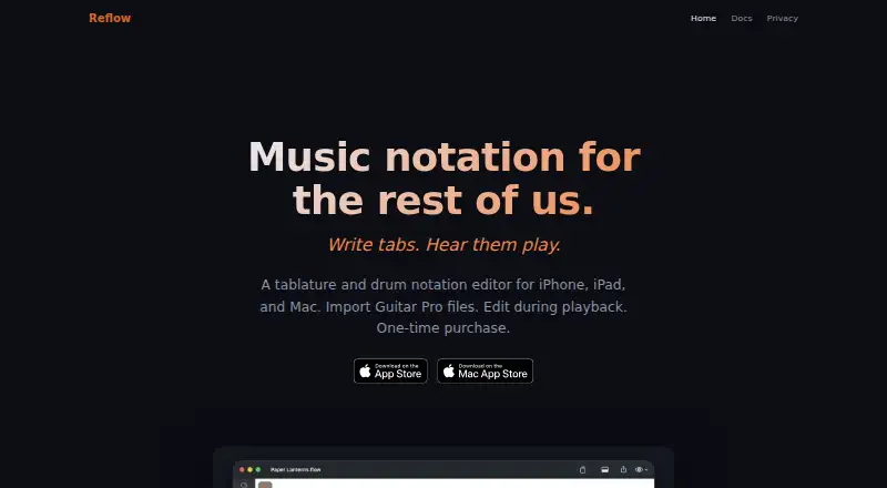 The Reflow homepage