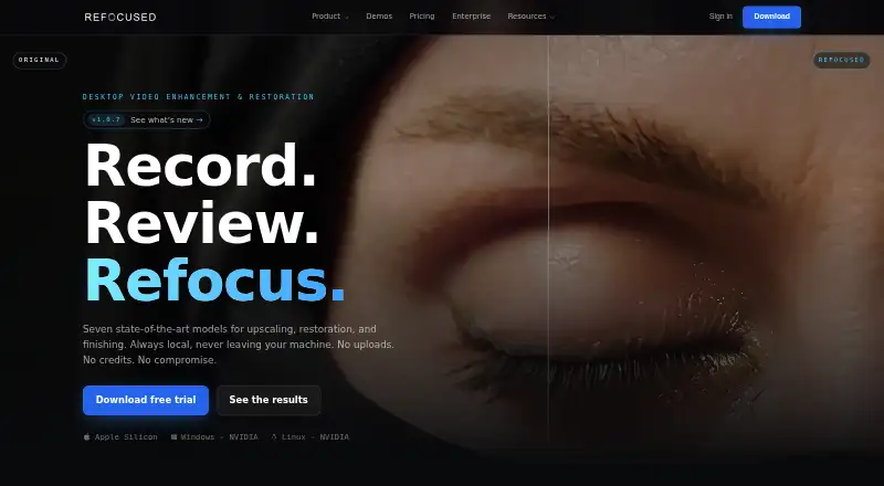The Refocused homepage