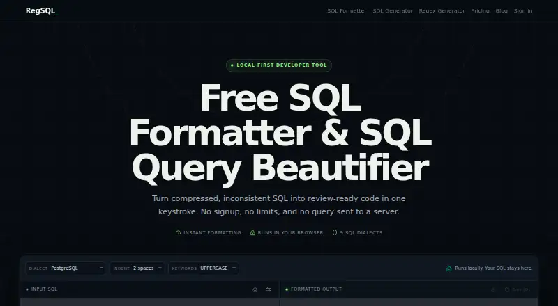 The RegSQL homepage