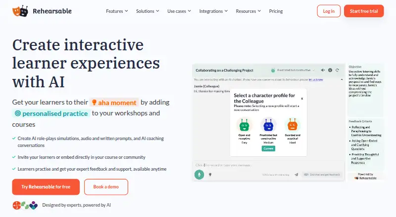 The Rehearsable homepage