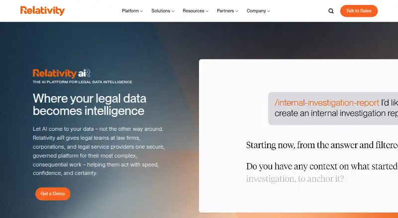 The RelativityOne homepage