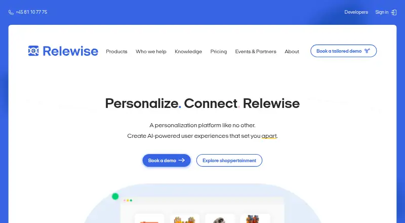 The Relewise homepage