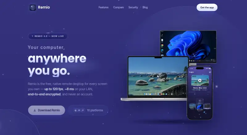 The Remio homepage