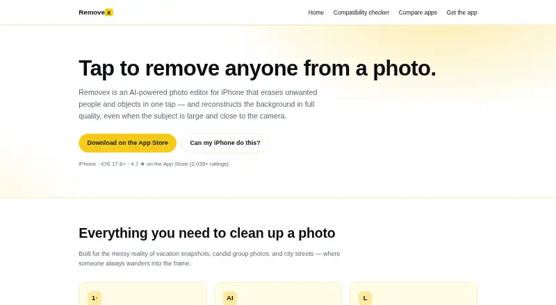 The Removex homepage