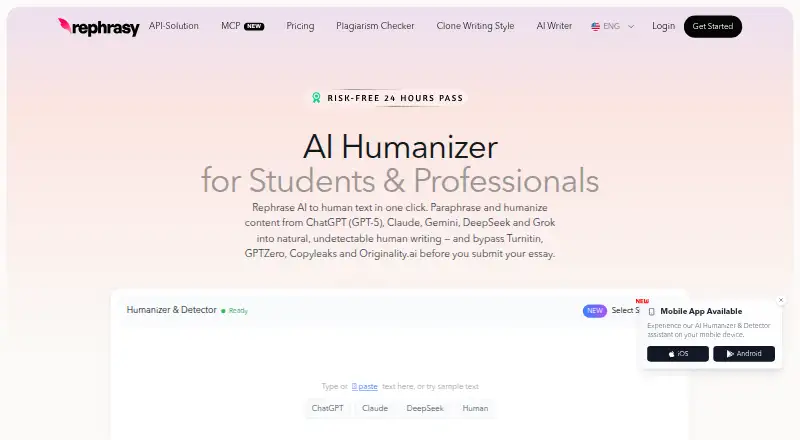 The Rephrasy homepage