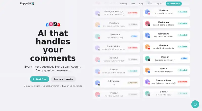 The Reply200 homepage
