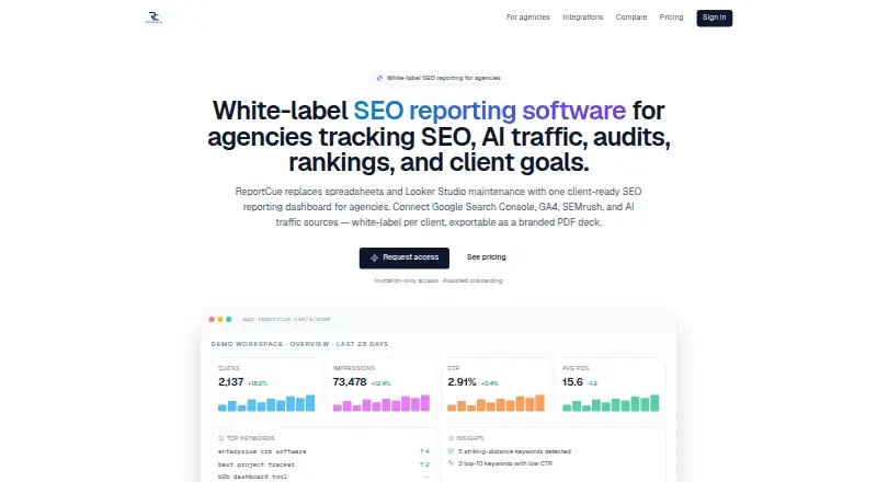 The ReportCue homepage