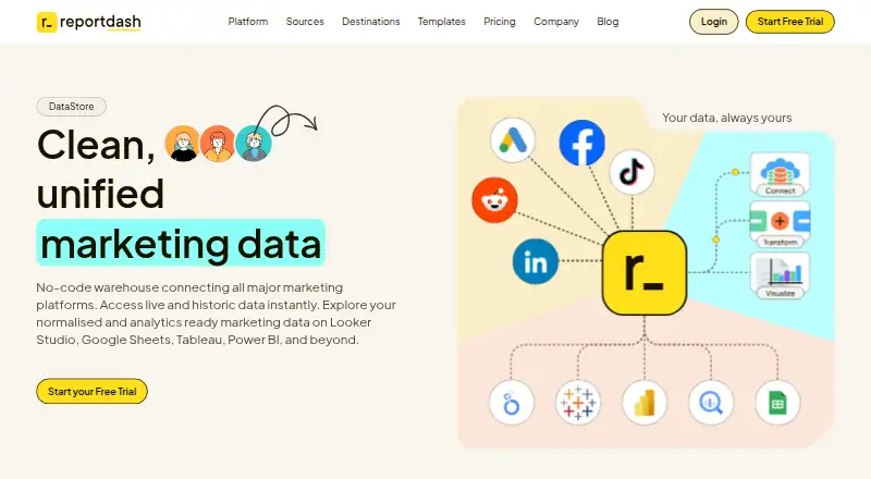 The ReportDash homepage