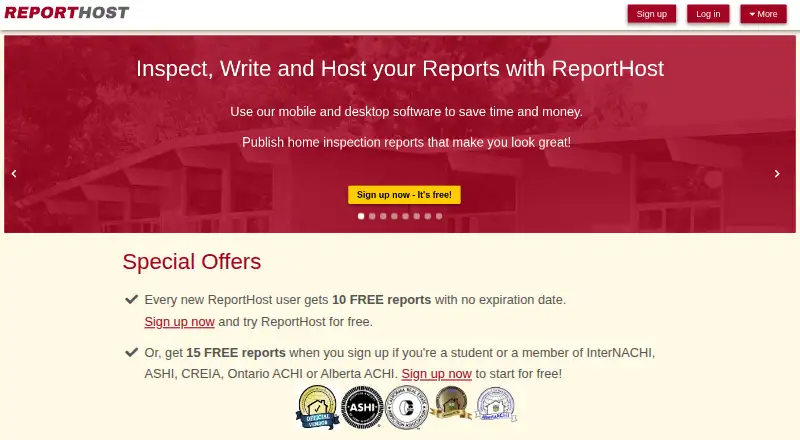 The ReportHost homepage