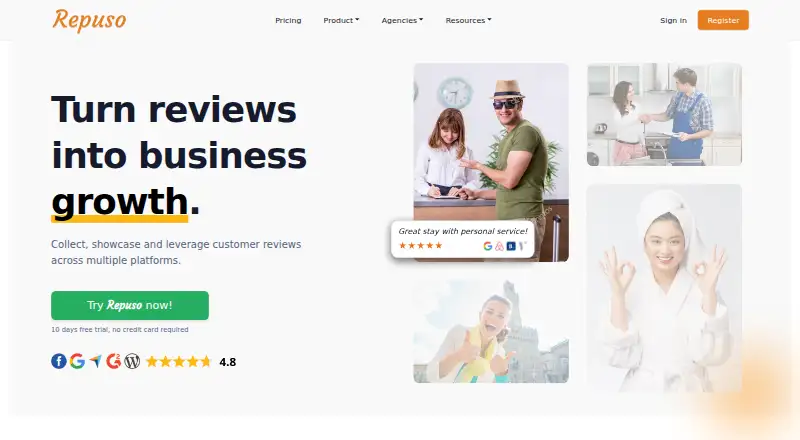 The Repuso homepage
