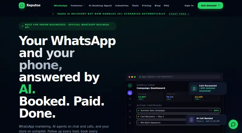 The Reputoo homepage