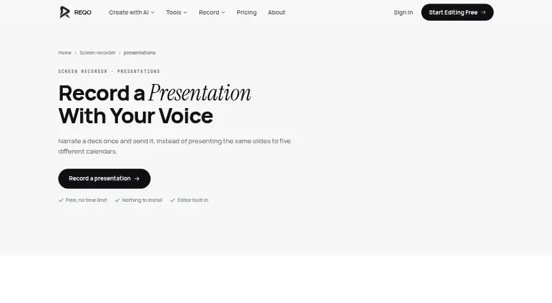 The REQO Presentation Recorder homepage