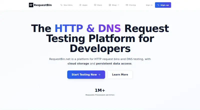 The RequestBin homepage