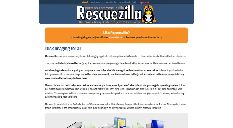 The Rescuezilla homepage