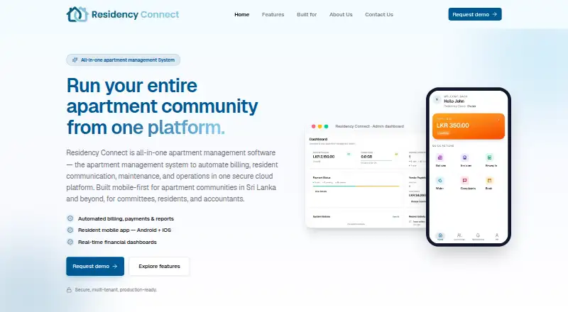 The Residency Connect homepage