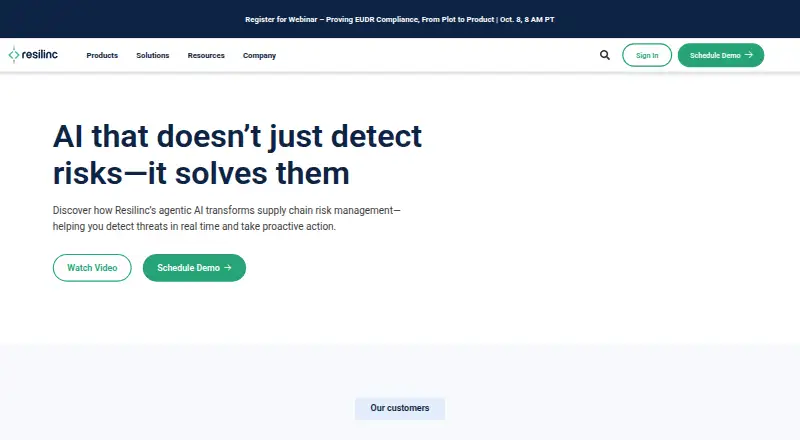 The Resilinc homepage