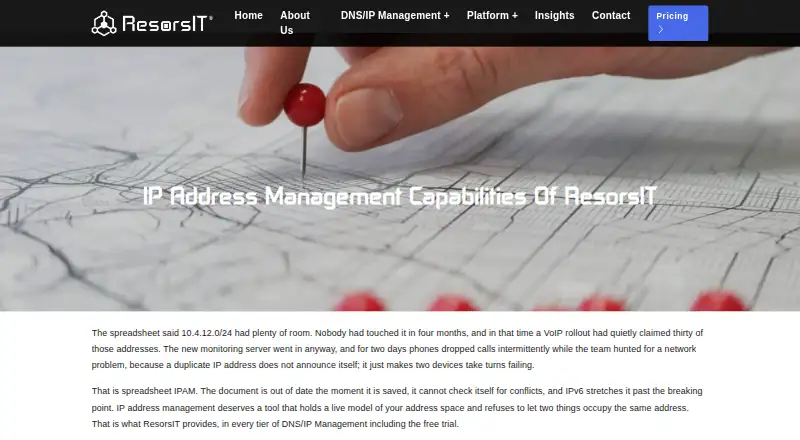 The ResorsIT IPAM homepage