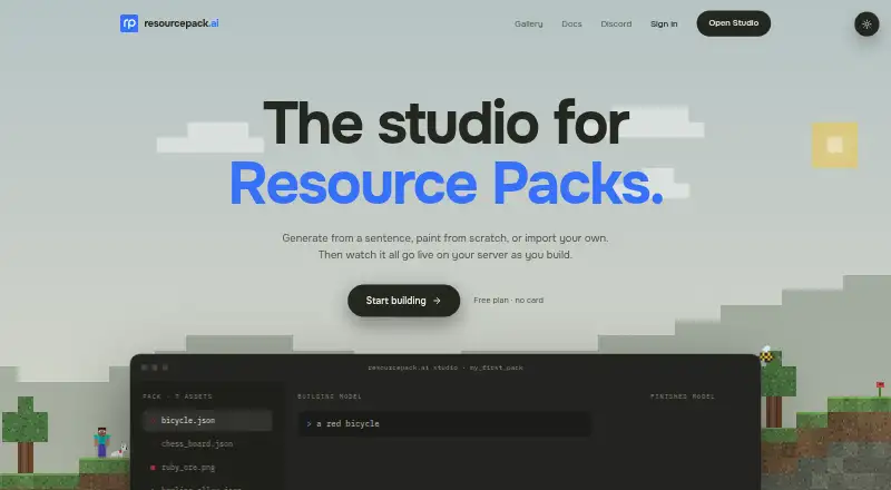 The ResourcePack AI homepage