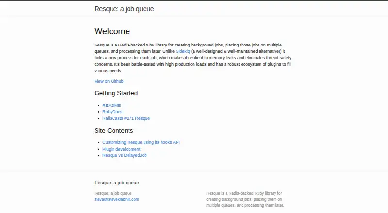 The Resque homepage