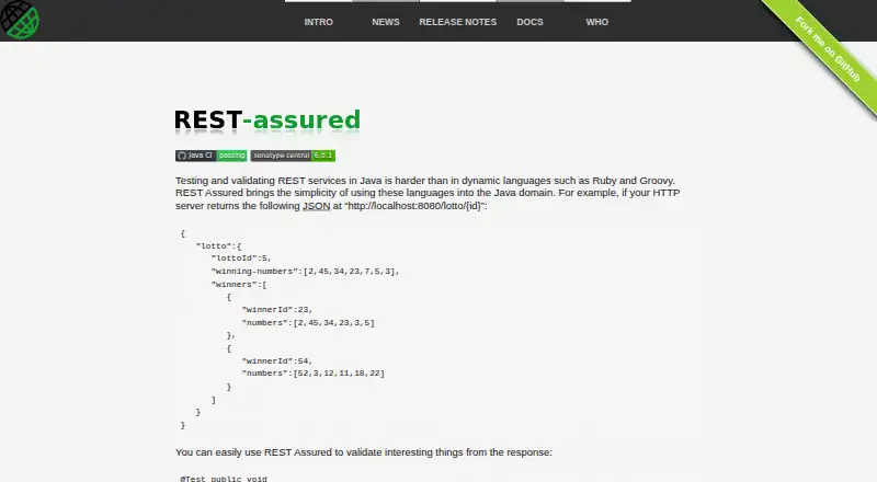 The REST Assured homepage