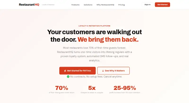 The RestaurantHQ homepage