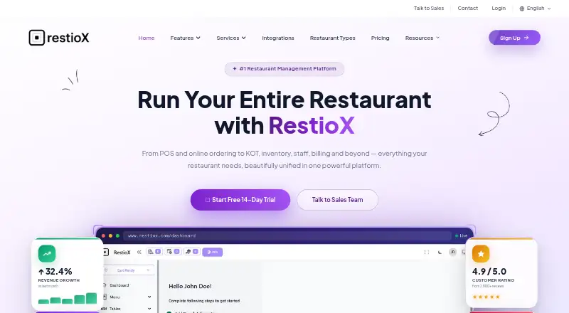 The RestioX homepage