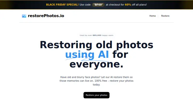 The RestorePhotos.io homepage