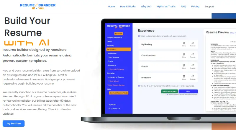 The Resume Brander homepage