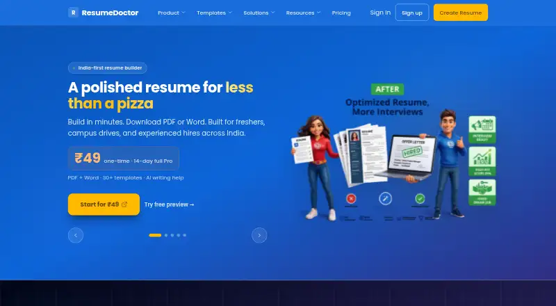 The ResumeDoctor homepage