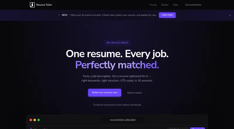 The Resume Tailor homepage