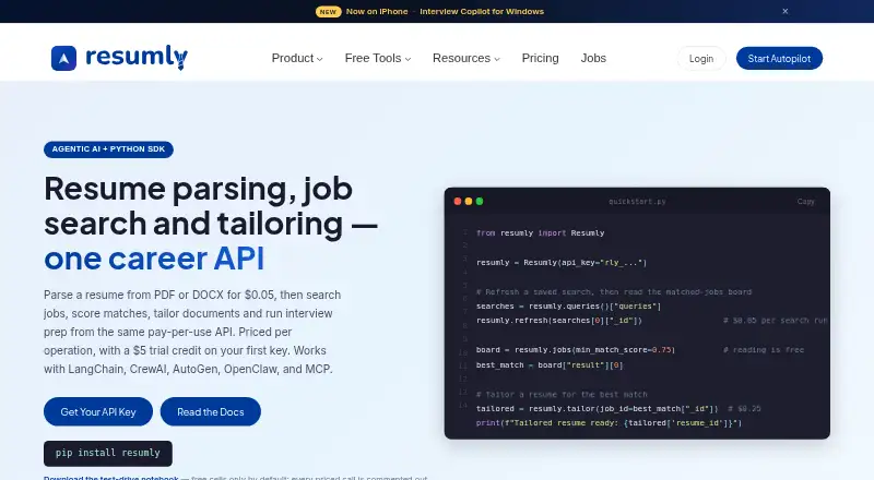 The Resumly Developer API homepage