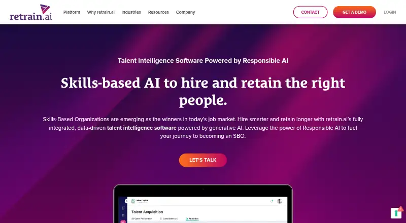 The retrain.ai homepage