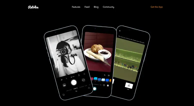 The Retrica homepage