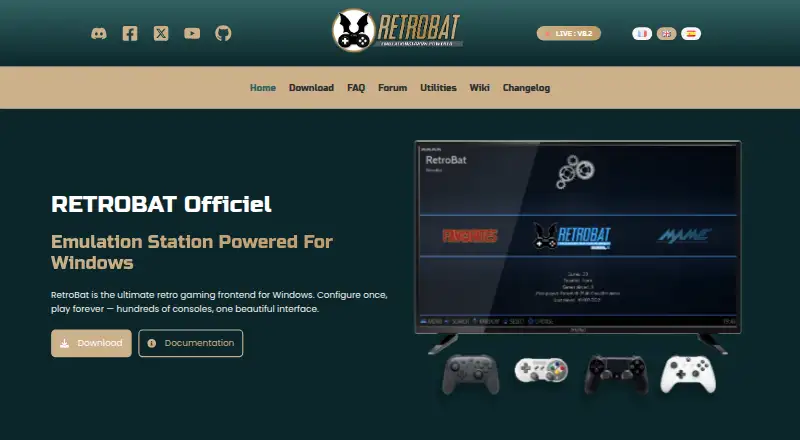 The RetroBat homepage