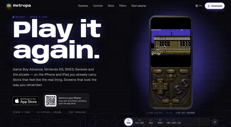 The Retropa homepage