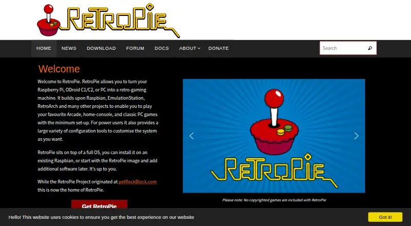 The RetroPie homepage