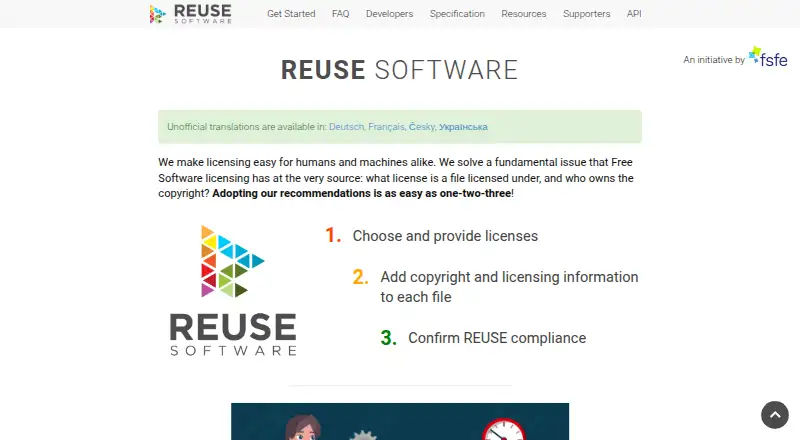 The REUSE Tool homepage