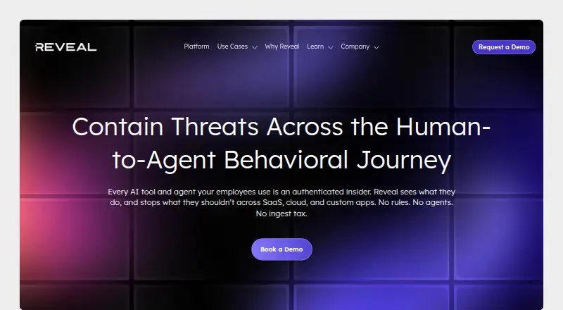 The Reveal Security Platform homepage