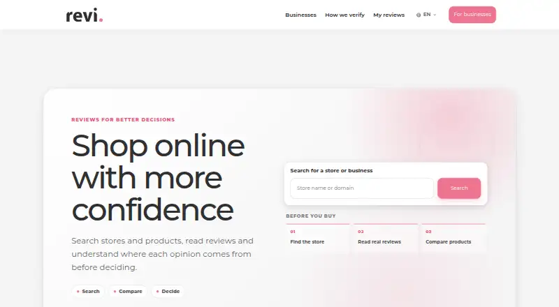 The Revi homepage