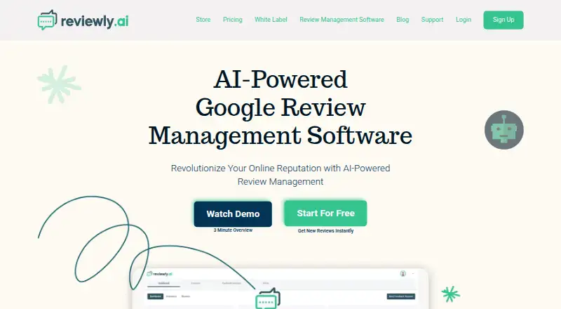 The Reviewly AI homepage