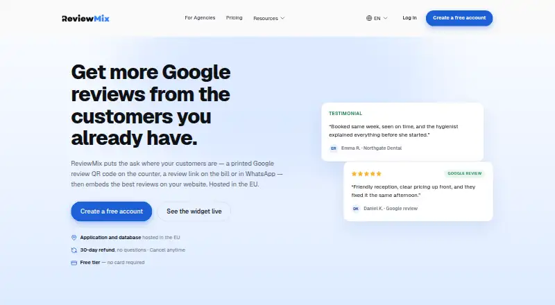 The ReviewMix homepage