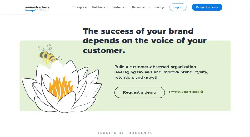 The ReviewTrackers homepage