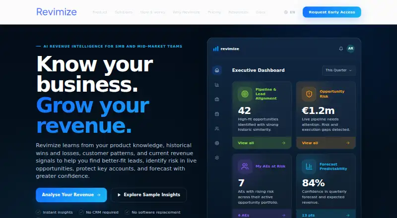 The Revimize homepage