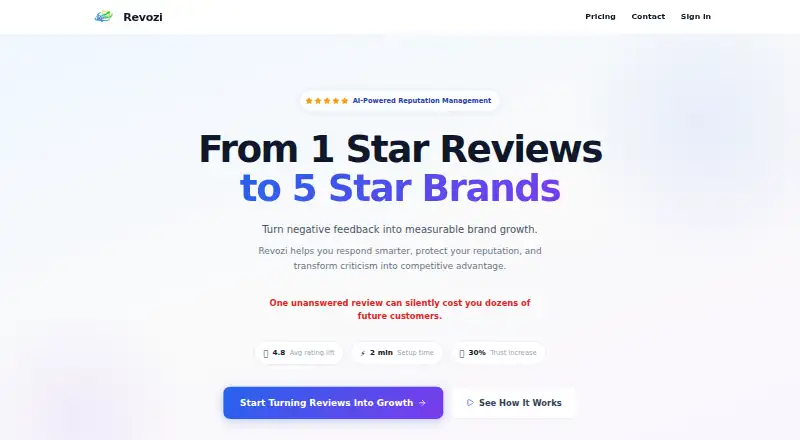 The Revozi homepage